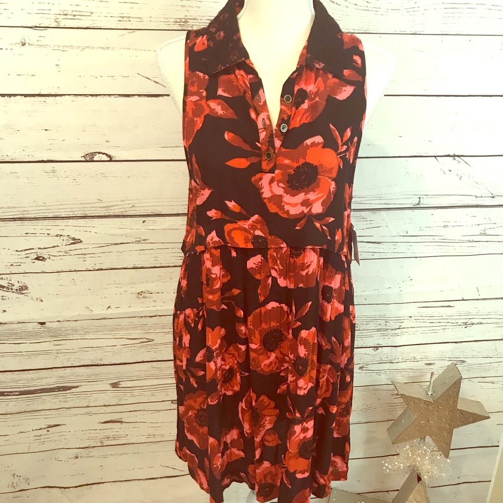Volcom Flower Print Collared Mini Dress